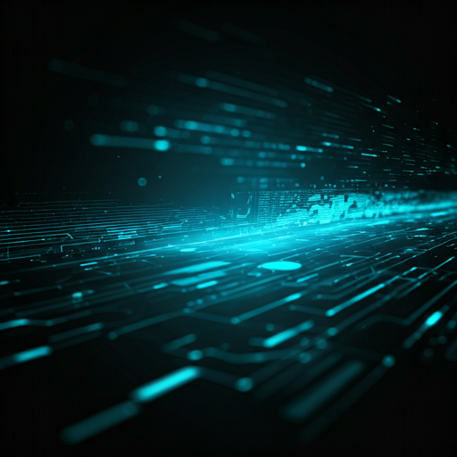 High tech data stream with glowing cyan telemetry